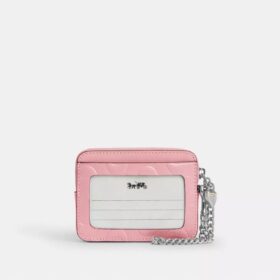 Porte-cartes à fermeture éclair en cuir emblématique avec breloque en forme de cœur