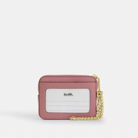 Porte-cartes à fermeture éclair en cuir Signature