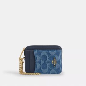 Porte-cartes à fermeture éclair en denim emblématique