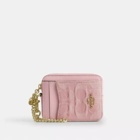 Porte-cartes à fermeture éclair en denim emblématique avec Charms