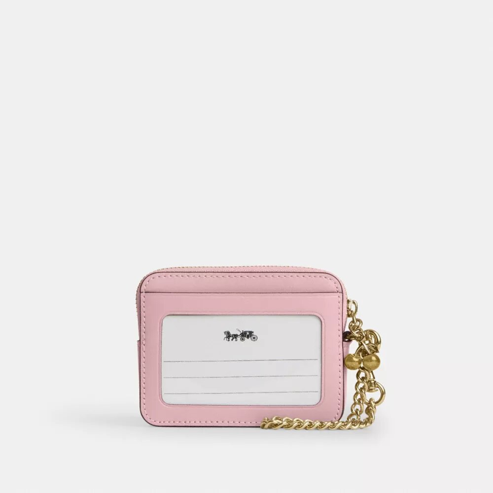 Porte-cartes à fermeture éclair en denim emblématique avec Charms