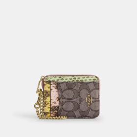 Porte-cartes à fermeture éclair en jacquard signature