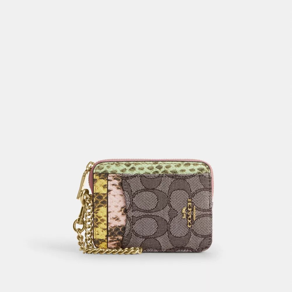Porte-cartes à fermeture éclair en jacquard signature