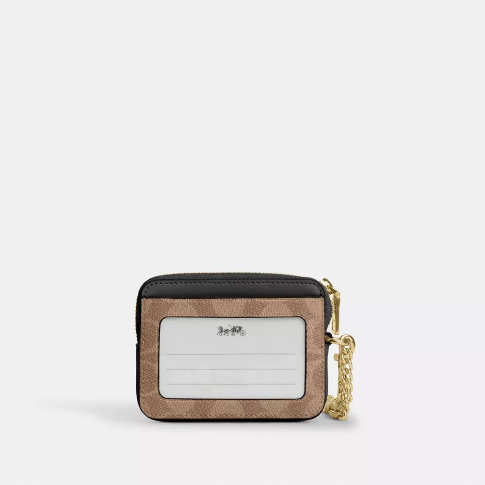 Porte-cartes à fermeture éclair en Signature Canvas