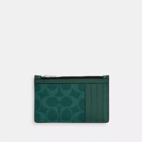 Porte-cartes à fermeture éclair en Signature Canvas