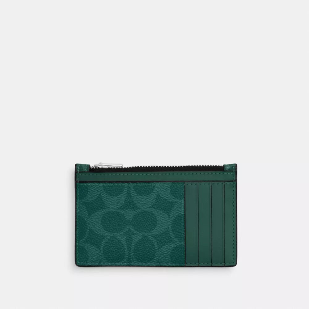 Porte-cartes à fermeture éclair en Signature Canvas