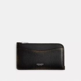 Porte-cartes New York Zip en cuir patiné