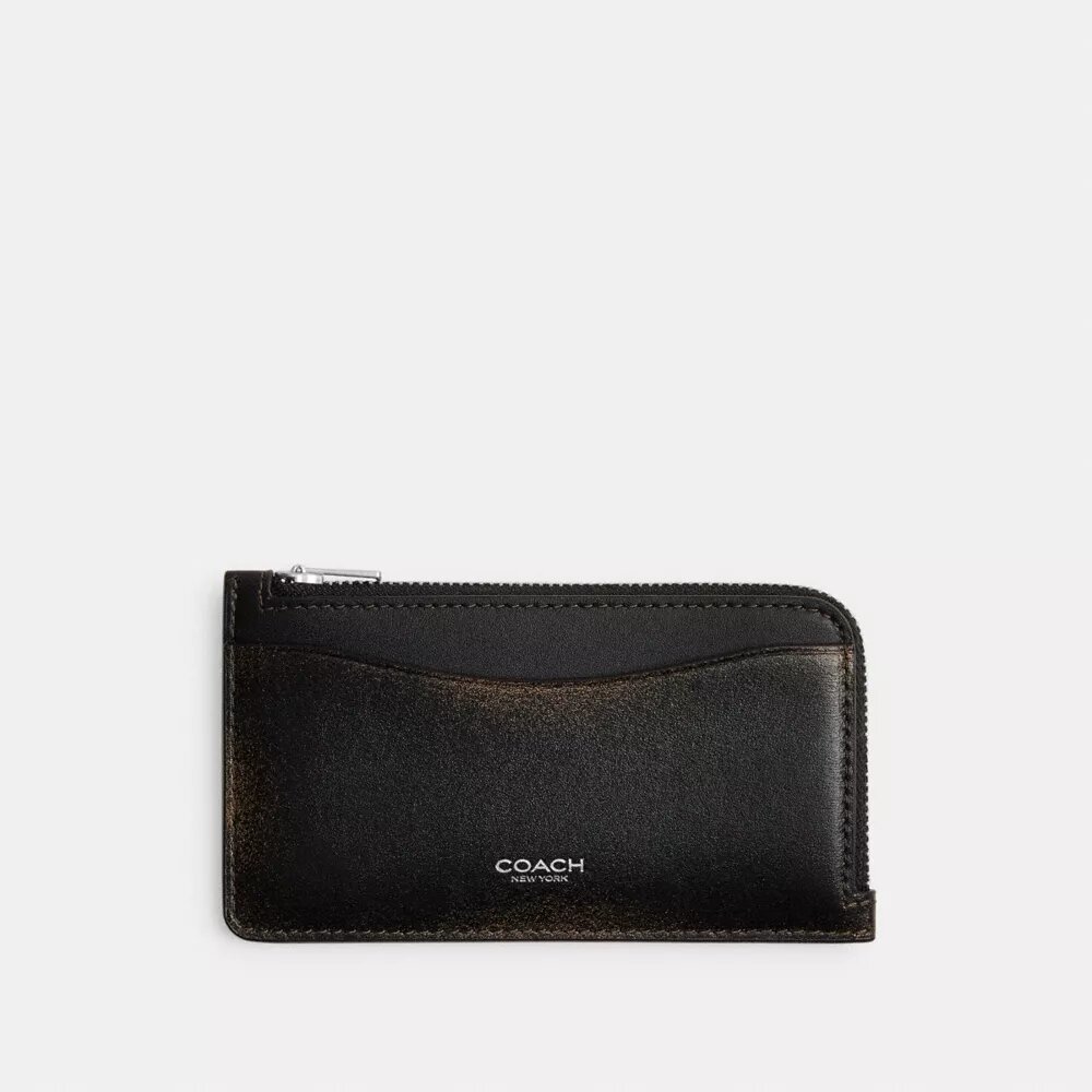 Porte-cartes New York Zip en cuir patiné