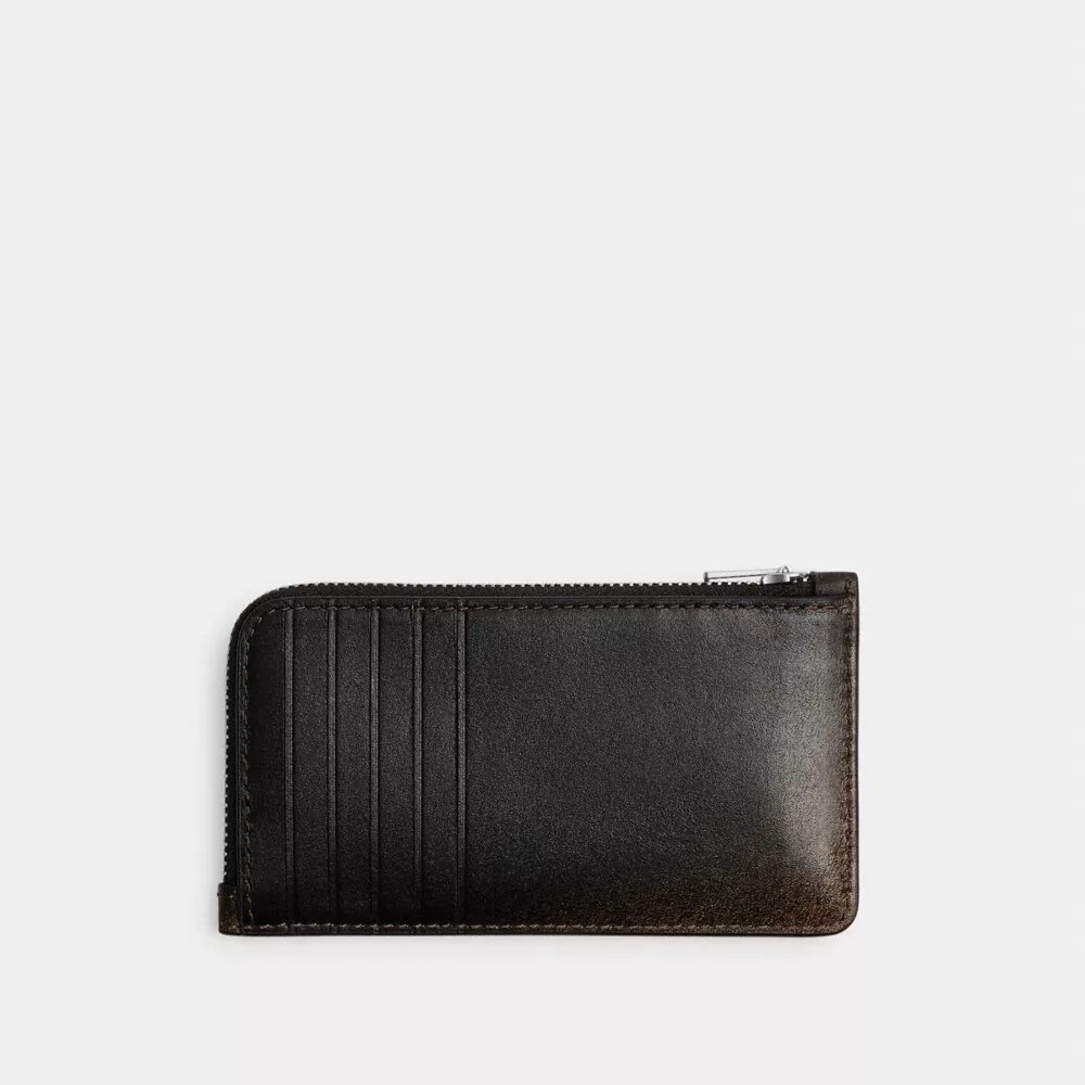 Porte-cartes New York Zip en cuir patiné