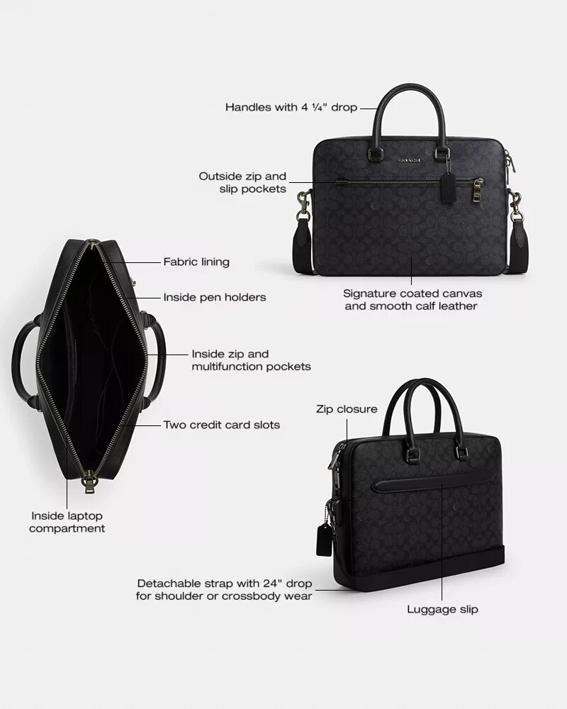 Porte-documents Ethan Slim en Signature Canvas