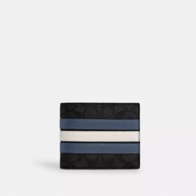 Portefeuille 3-en-1 en Signature Canvas à rayures « Varsity »