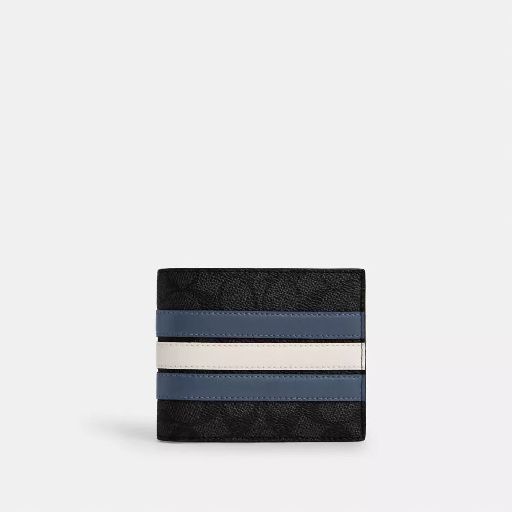 Portefeuille 3-en-1 en Signature Canvas à rayures « Varsity »