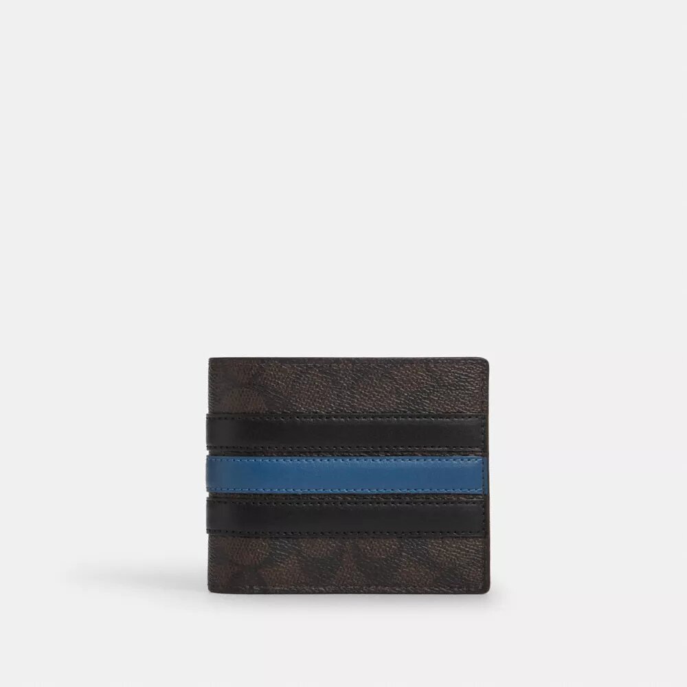 Portefeuille 3-en-1 en Signature Canvas à rayures « Varsity »