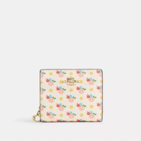 Portefeuille à bouton-pression avec imprimé floral et Charms