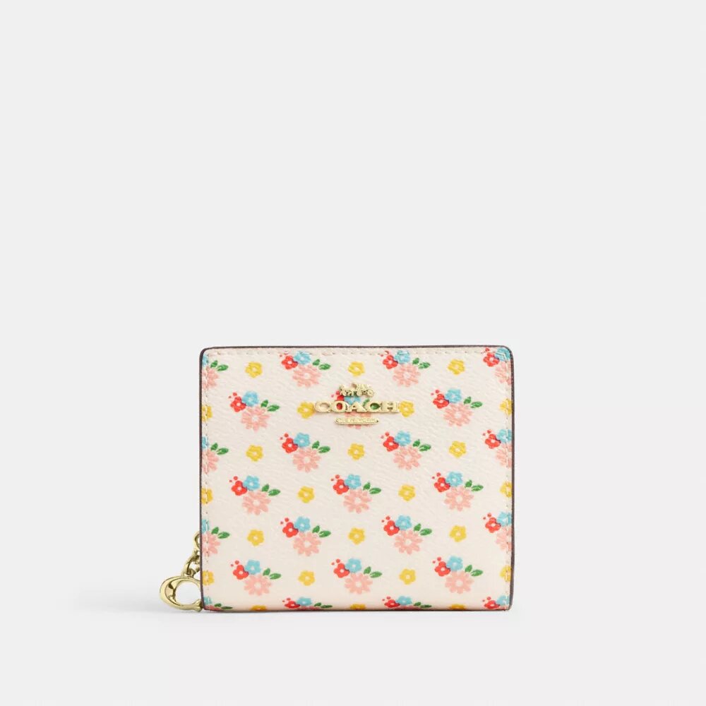 Portefeuille à bouton-pression avec imprimé floral et Charms