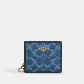 Portefeuille à bouton-pression en denim Signature
