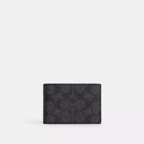 Portefeuille compact en Signature Canvas