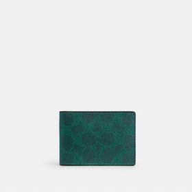Portefeuille compact en Signature Canvas