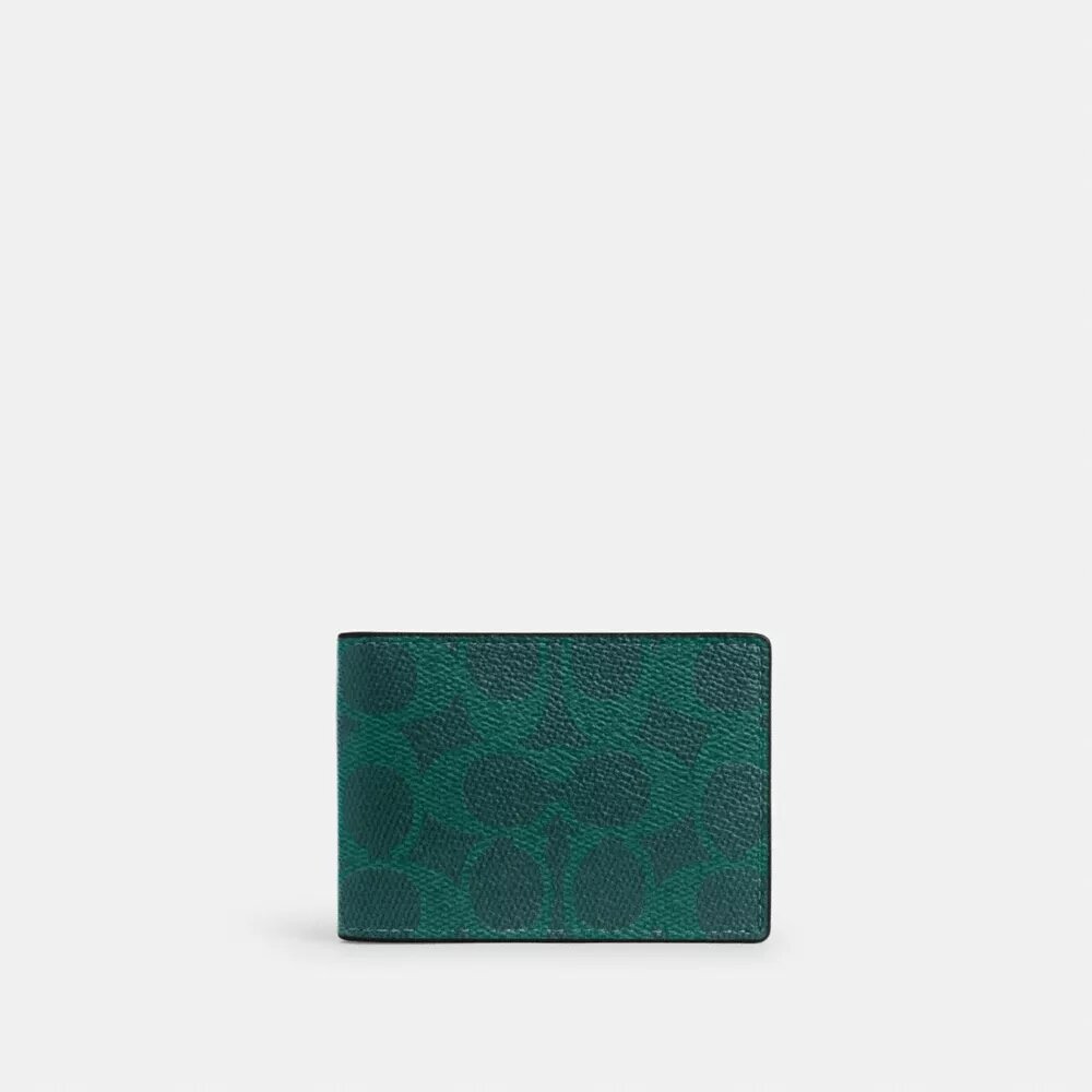 Portefeuille compact en Signature Canvas