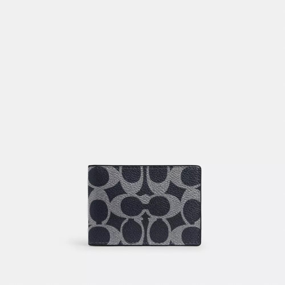 Portefeuille compact en Signature Canvas