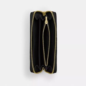 Portefeuille long à fermeture éclair sur tout le pourtour en cuir signature