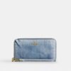 Portefeuille long à fermeture éclair sur tout le pourtour en denim « Loved »