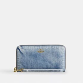 Portefeuille long à fermeture éclair sur tout le pourtour en denim « Loved »