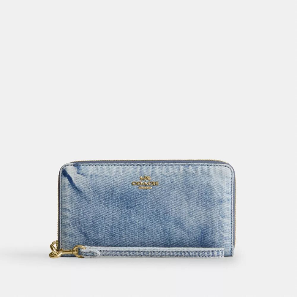 Portefeuille long à fermeture éclair sur tout le pourtour en denim « Loved »