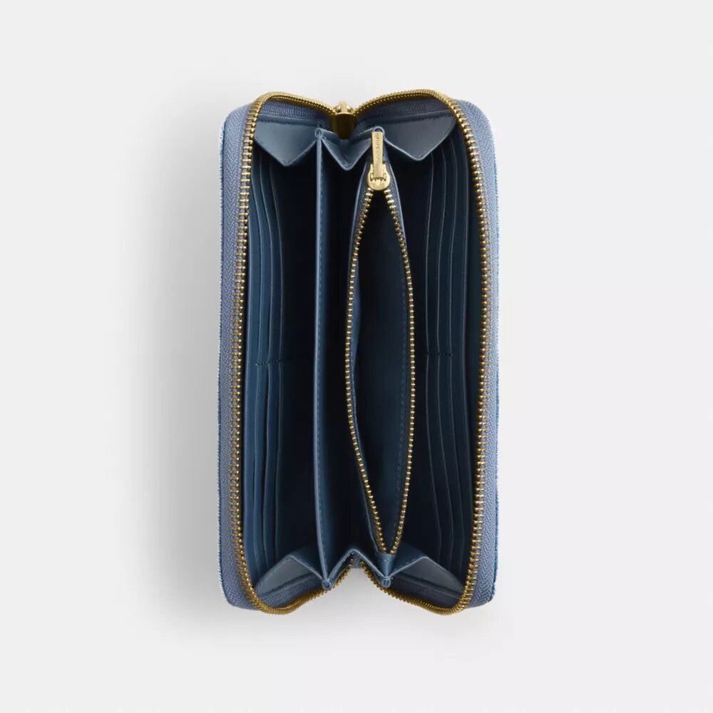Portefeuille long à fermeture éclair sur tout le pourtour en denim « Loved »