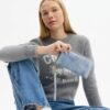 Portefeuille long à fermeture éclair sur tout le pourtour en denim « Loved »