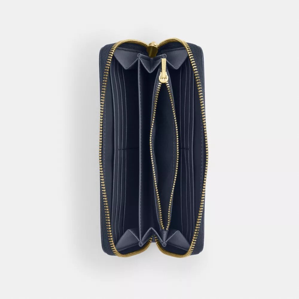 Portefeuille long à fermeture éclair sur tout le pourtour en denim Signature