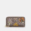Portefeuille long à fermeture éclair sur tout le pourtour en jacquard Signature avec broderie florale