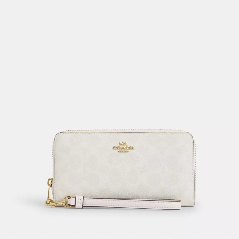 Portefeuille long à fermeture éclair sur tout le pourtour en Signature Canvas