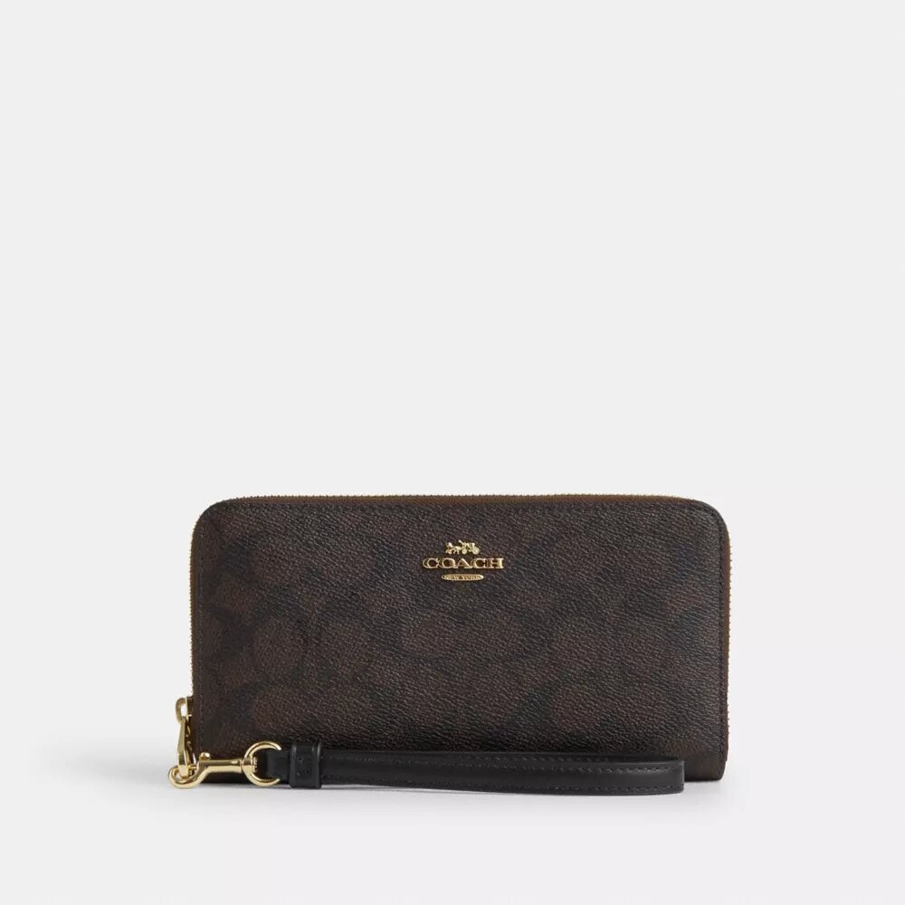 Portefeuille long à fermeture éclair sur tout le pourtour en Signature Canvas