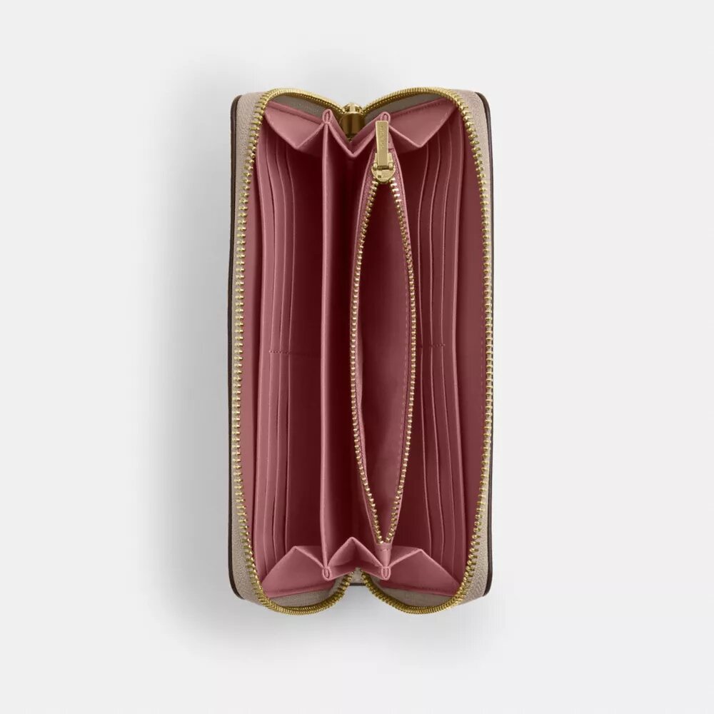 Portefeuille long à fermeture éclair sur tout le pourtour en Signature Canvas