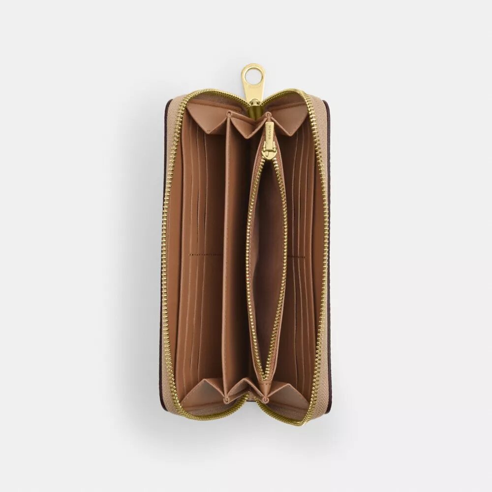 Portefeuille long à fermeture éclair sur tout le pourtour en Signature Canvas
