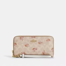 Portefeuille long à fermeture éclair sur tout le pourtour en Signature Canvas à imprimé floral