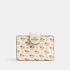 Portefeuille moyen à fermeture éclair d’angle avec imprimé floral