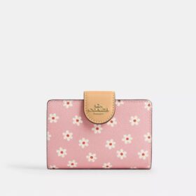 Portefeuille moyen à fermeture éclair d’angle avec imprimé floral