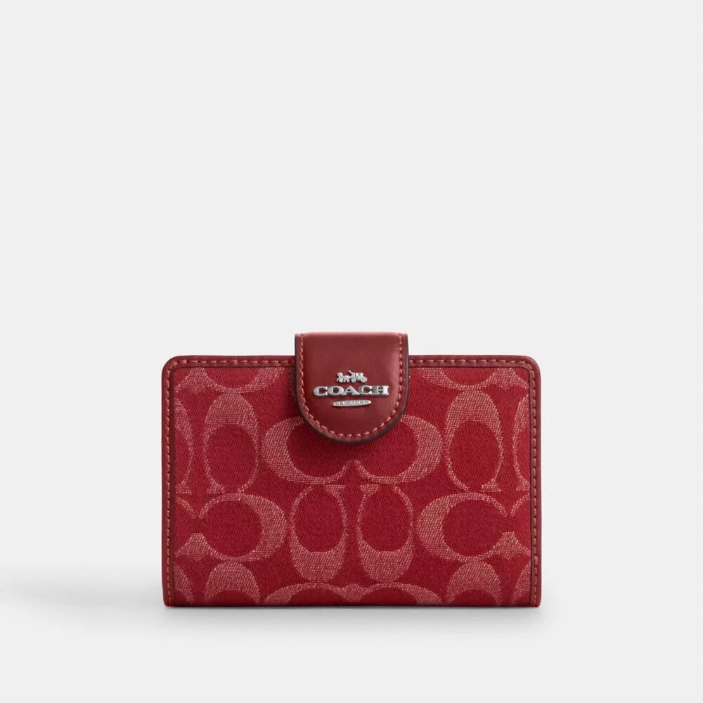Portefeuille moyen à fermeture éclair d’angle en denim emblématique