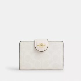 Portefeuille moyen à fermeture éclair dans les coins en Signature Canvas