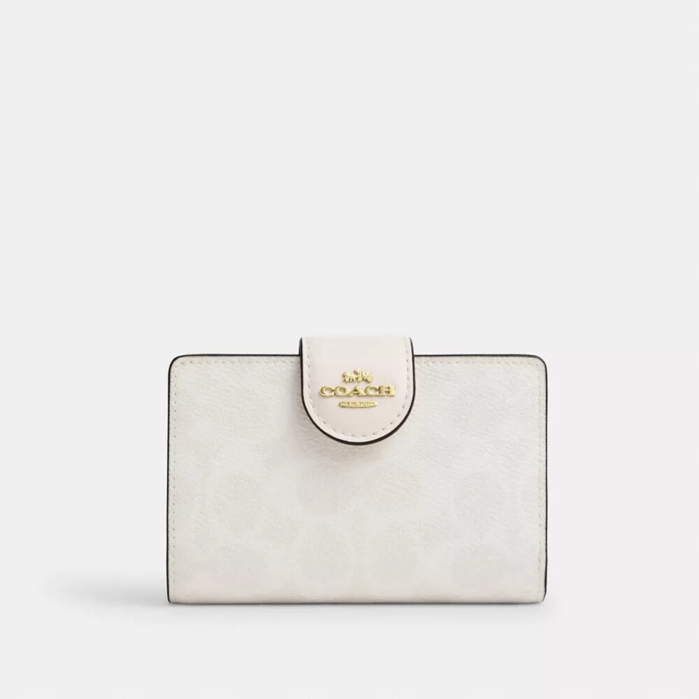 Portefeuille moyen à fermeture éclair dans les coins en Signature Canvas