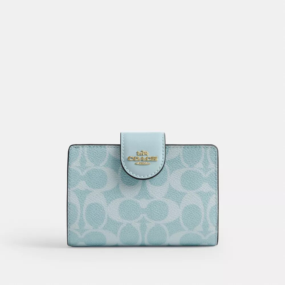 Portefeuille moyen à fermeture éclair dans les coins en Signature Canvas