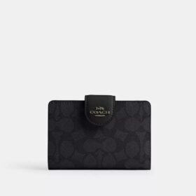 Portefeuille moyen à fermeture éclair dans les coins en Signature Canvas