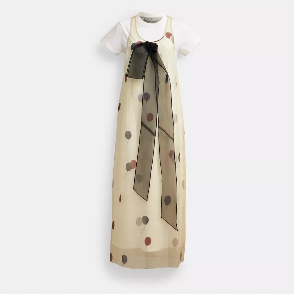 Robe ballon en organza imprimé