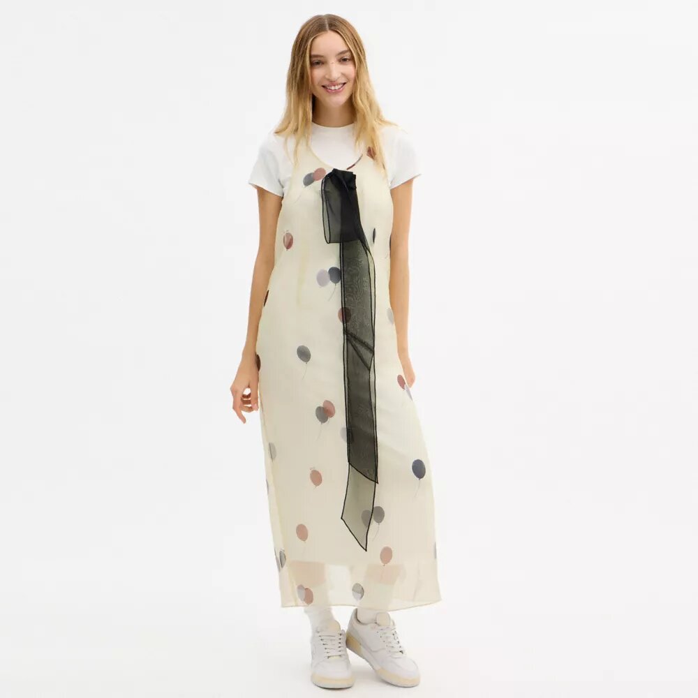 Robe ballon en organza imprimé