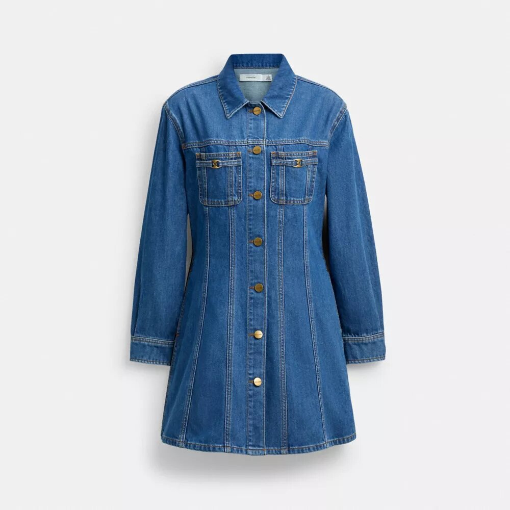 Robe en denim à manches longues en coton biologique