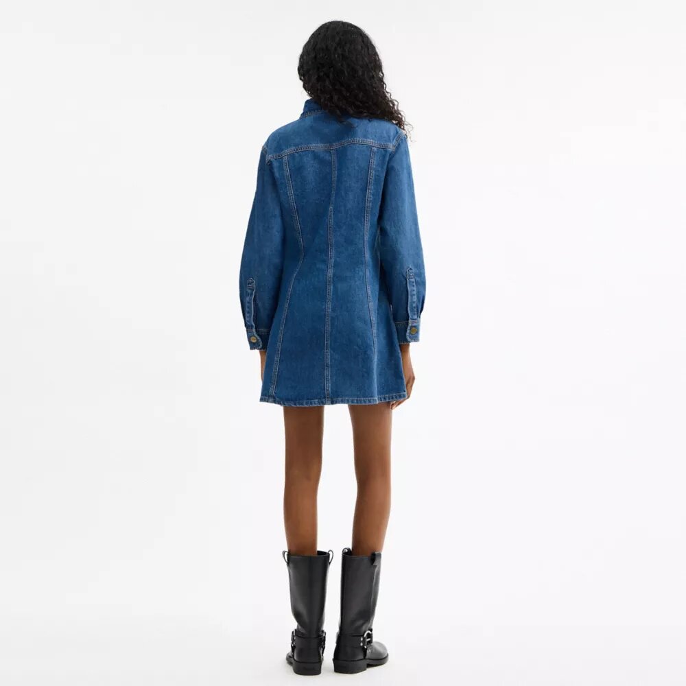 Robe en denim à manches longues en coton biologique