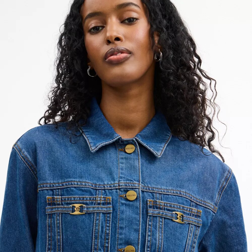 Robe en denim à manches longues en coton biologique