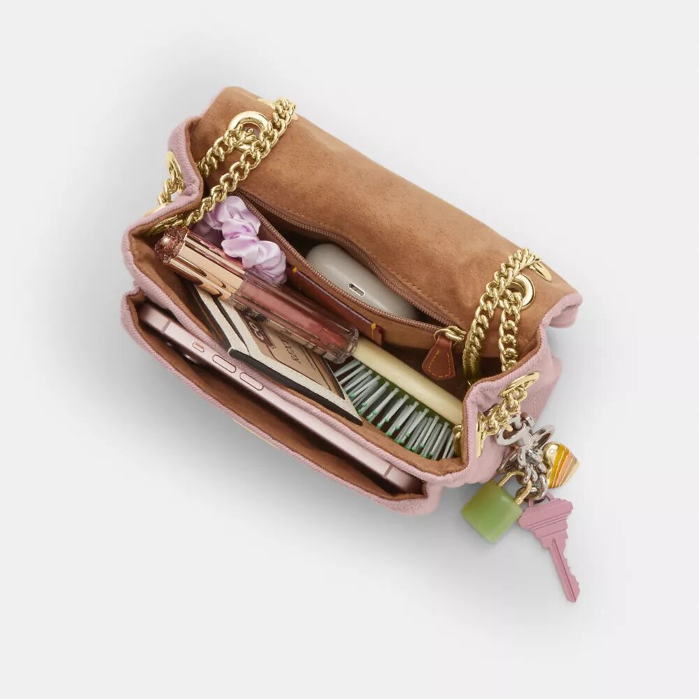 Sac bandoulière Elodie 18 en denim délavé avec matelassage